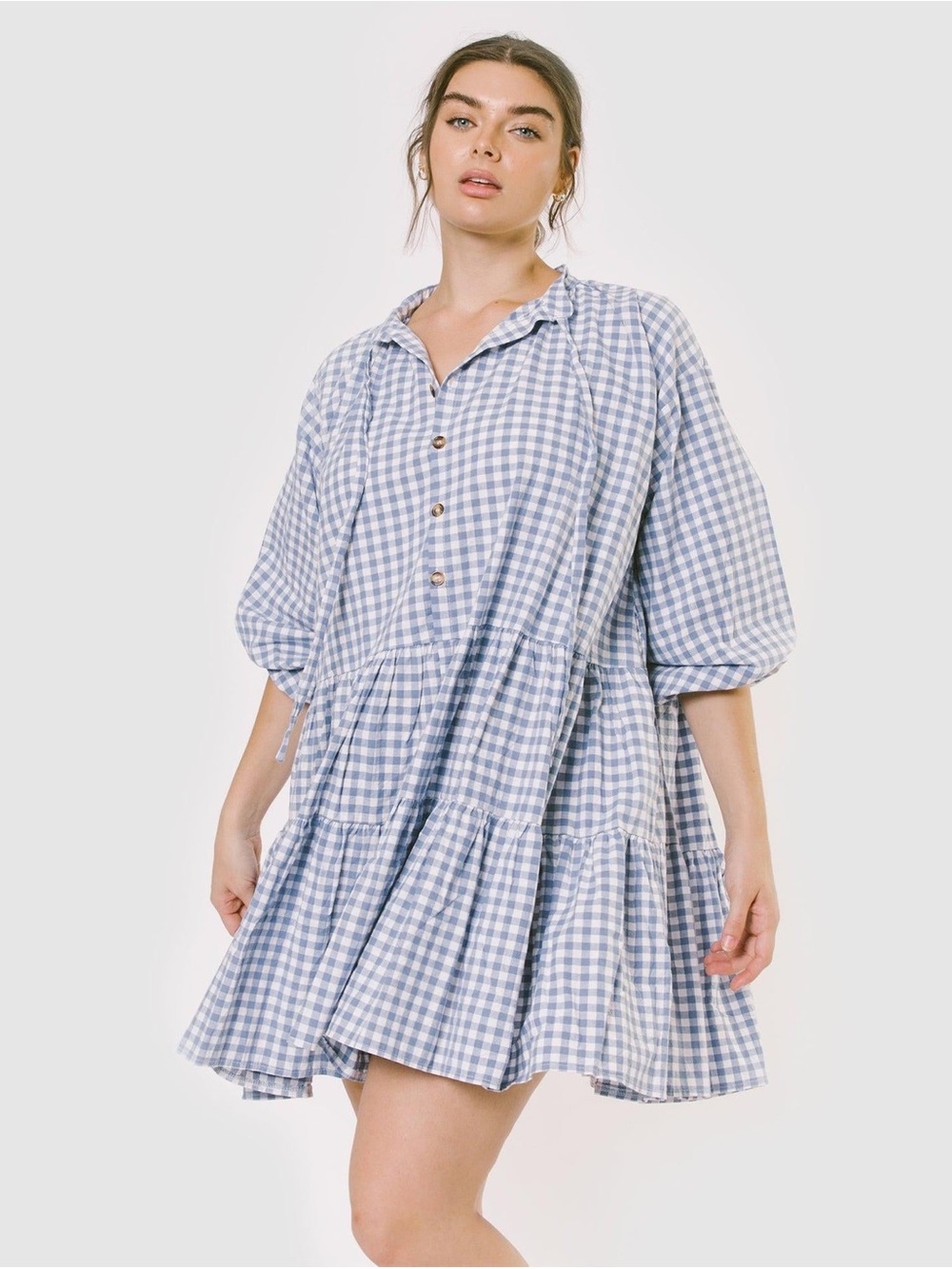 NWT The Lullaby Club Avalon Blue Gingham Mini Dress